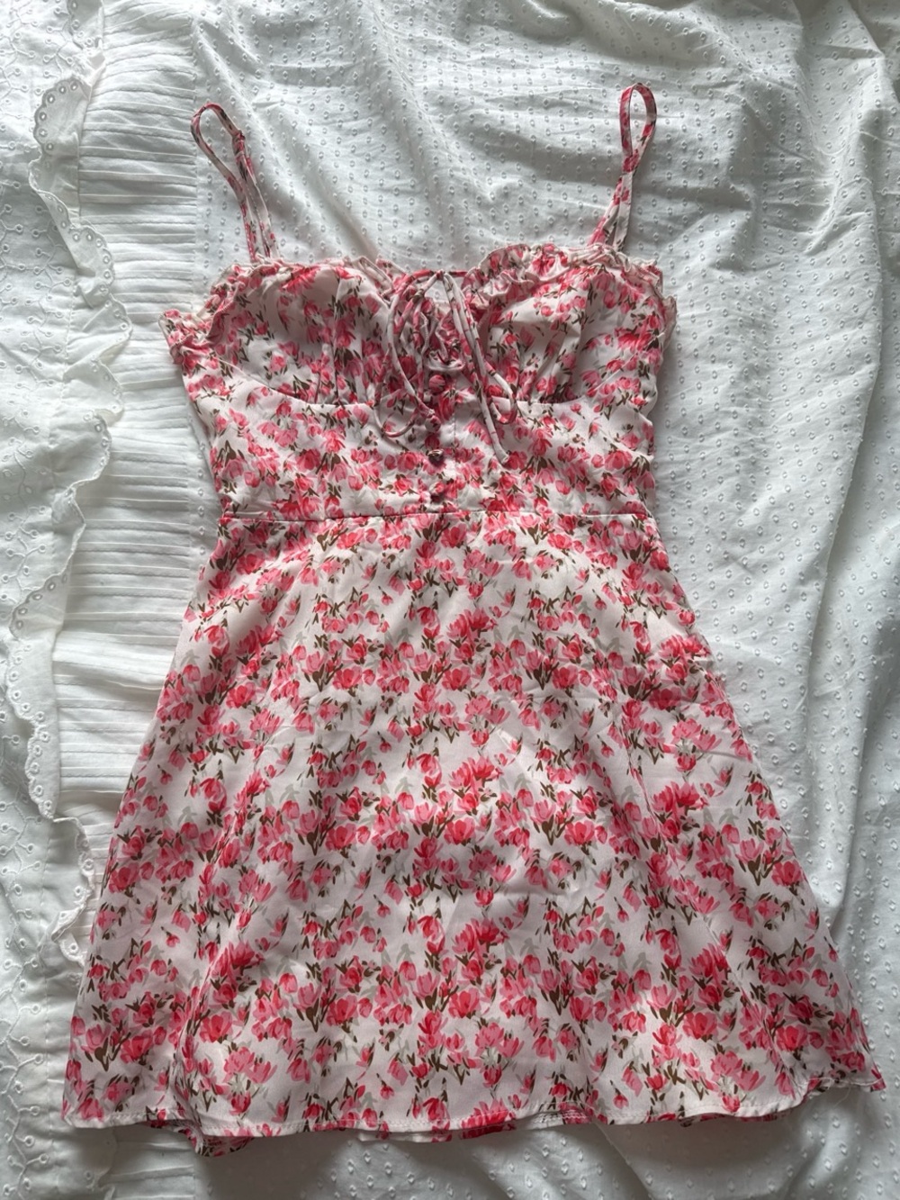 Hello Molly Floral Pink & White Spaghetti Strap Sundress